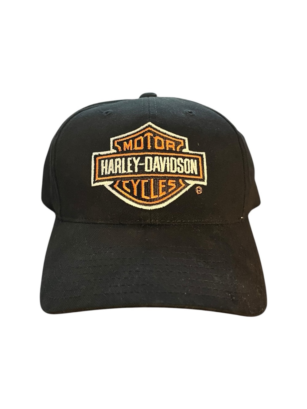 Harley Davidson Snapback Hat Black Orange Embroidered Logo Annco Vintage